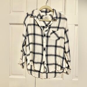 Rails Hunter White Azure Coal Plaid Button Down Shirt Large